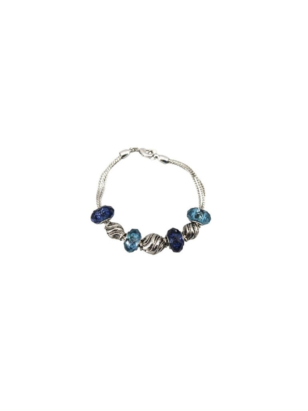 Napier Faceted Bead Silvertone Bracelet Sliding Blue Aqua Vintage 94774